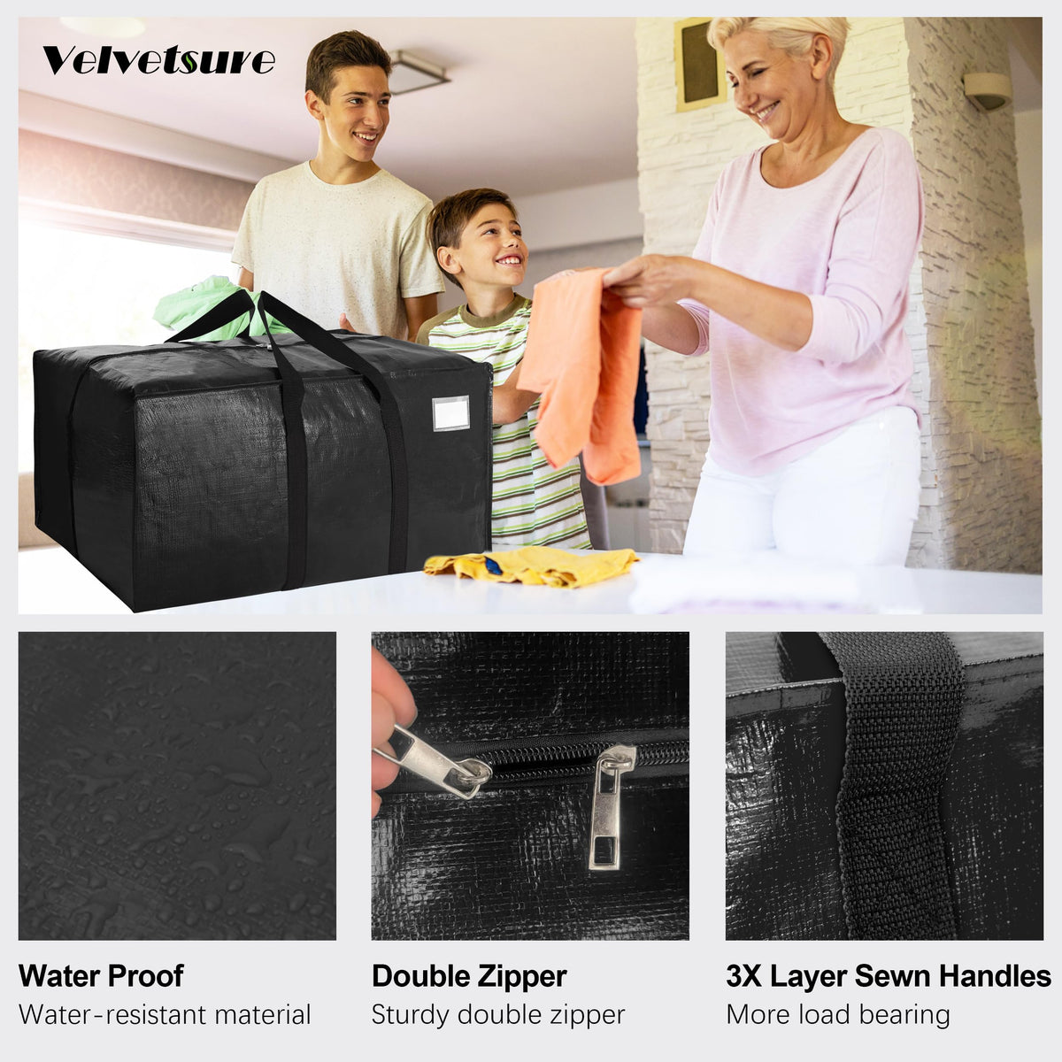 VELVETSURE heavy-duty bags with backpack straps for easy carry