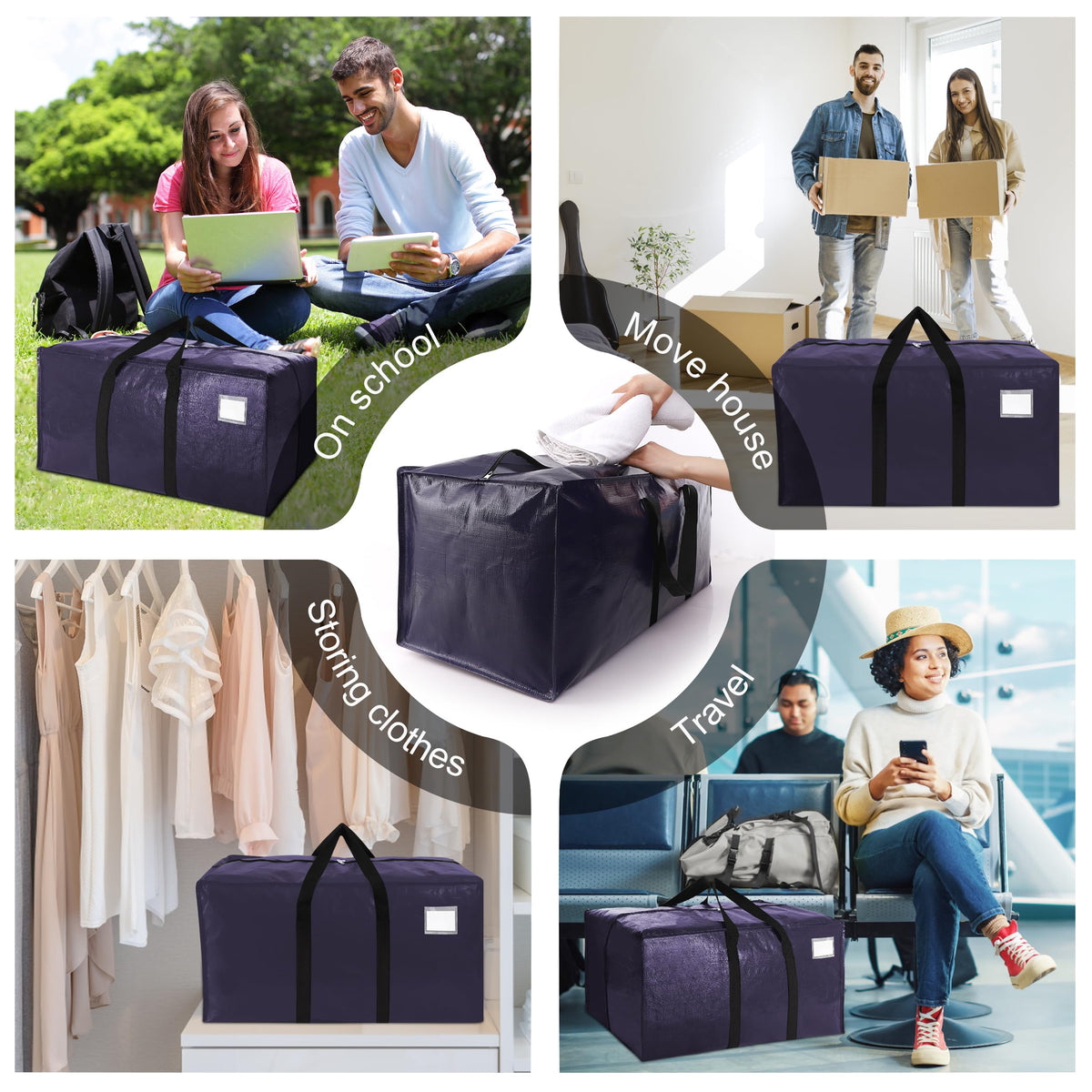 Velvetsure large bags filled with clothing and bedding for easy moving