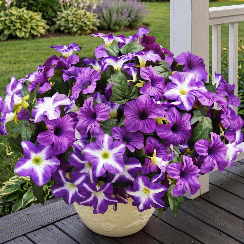 Vemander artificial petunia flowers for outdoor use with vibrant color year-round.