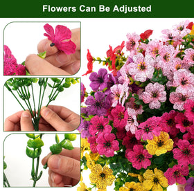 Vemander fake porch flowers in a vibrant color mix for year-round decor.