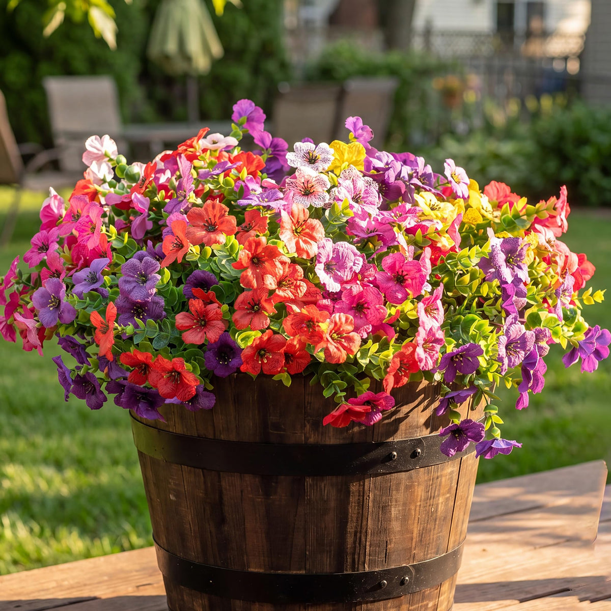 Vemander lifelike artificial flowers six-color mix for stylish backyard or balcony displays.