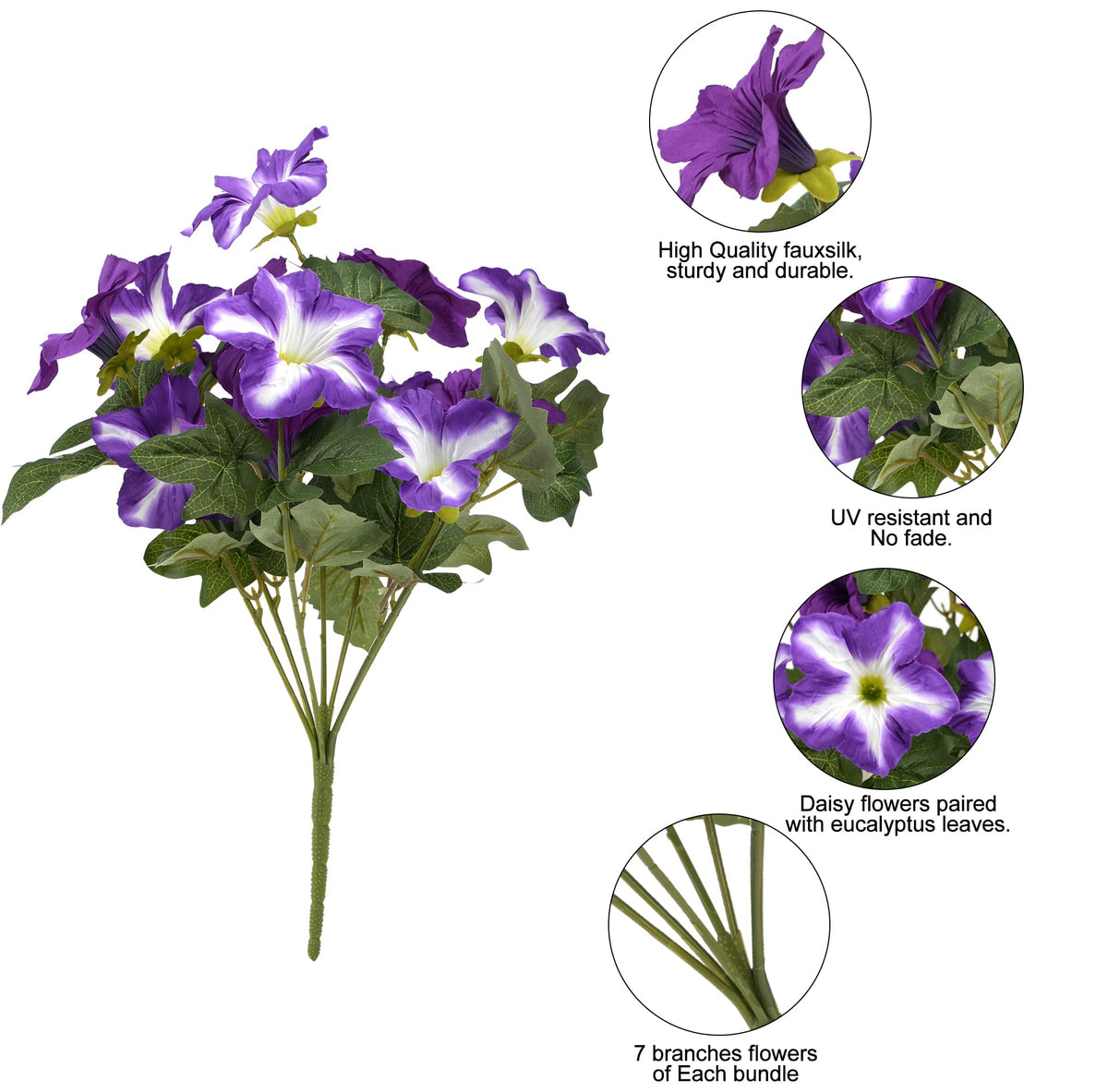 Vemander petunia blooms provide a realistic look for porch decor.