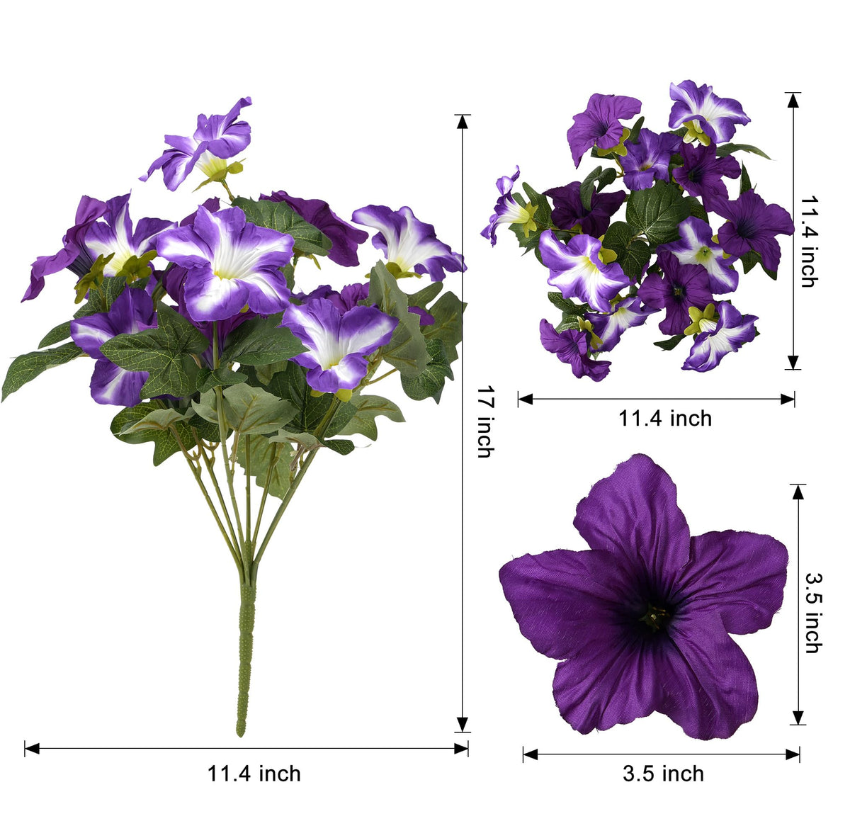 Vemander silk petunias offer UV resistant color in sunlit spaces.