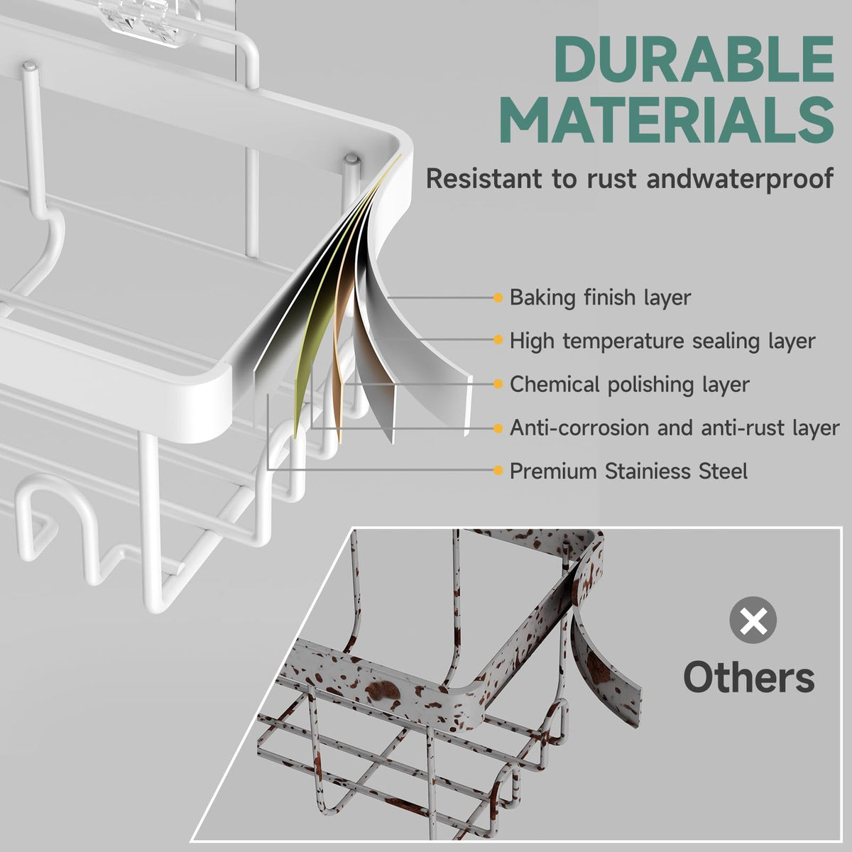 Veken large shower caddy offering spacious bottle storage for easy access.