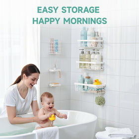Veken medium shower caddy providing tidy bottle and accessory organization.