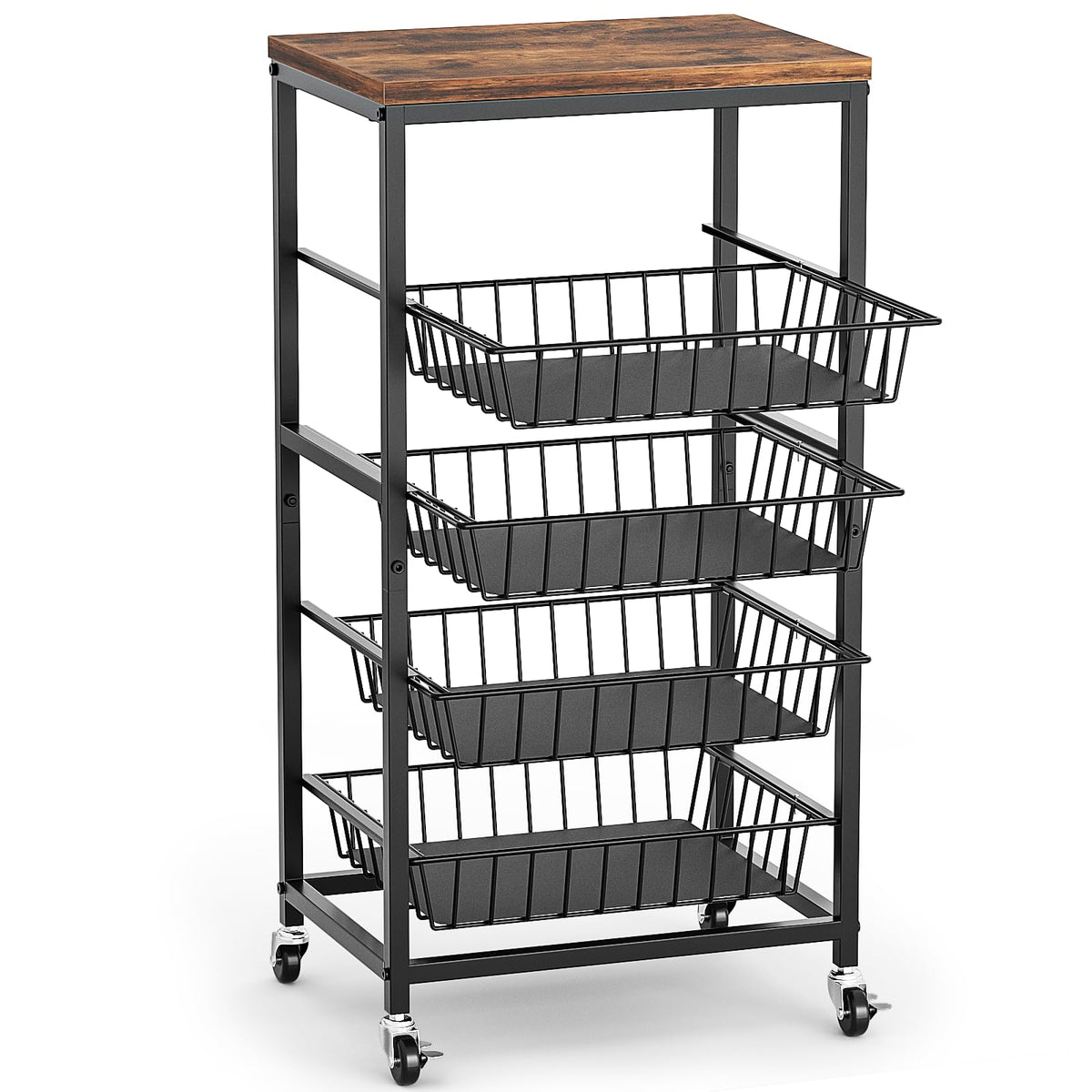 Venkuber rolling storage cart fits under counters for compact living