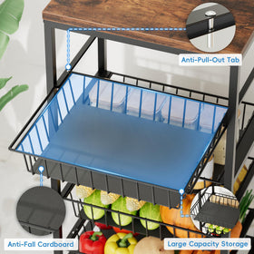 Venkuber wood top supports light pots and spices, increasing surface area