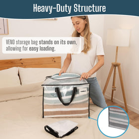 VENO 13-gallon clear storage bag showing contents visibility