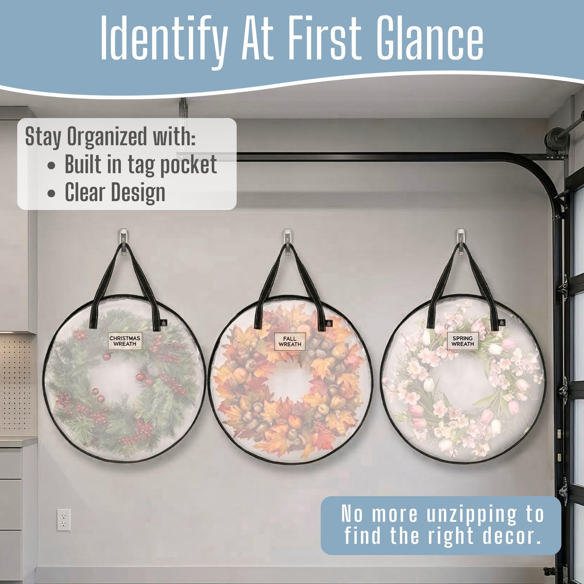 VENO 2-pack wreath bags offer versatile holiday storage options