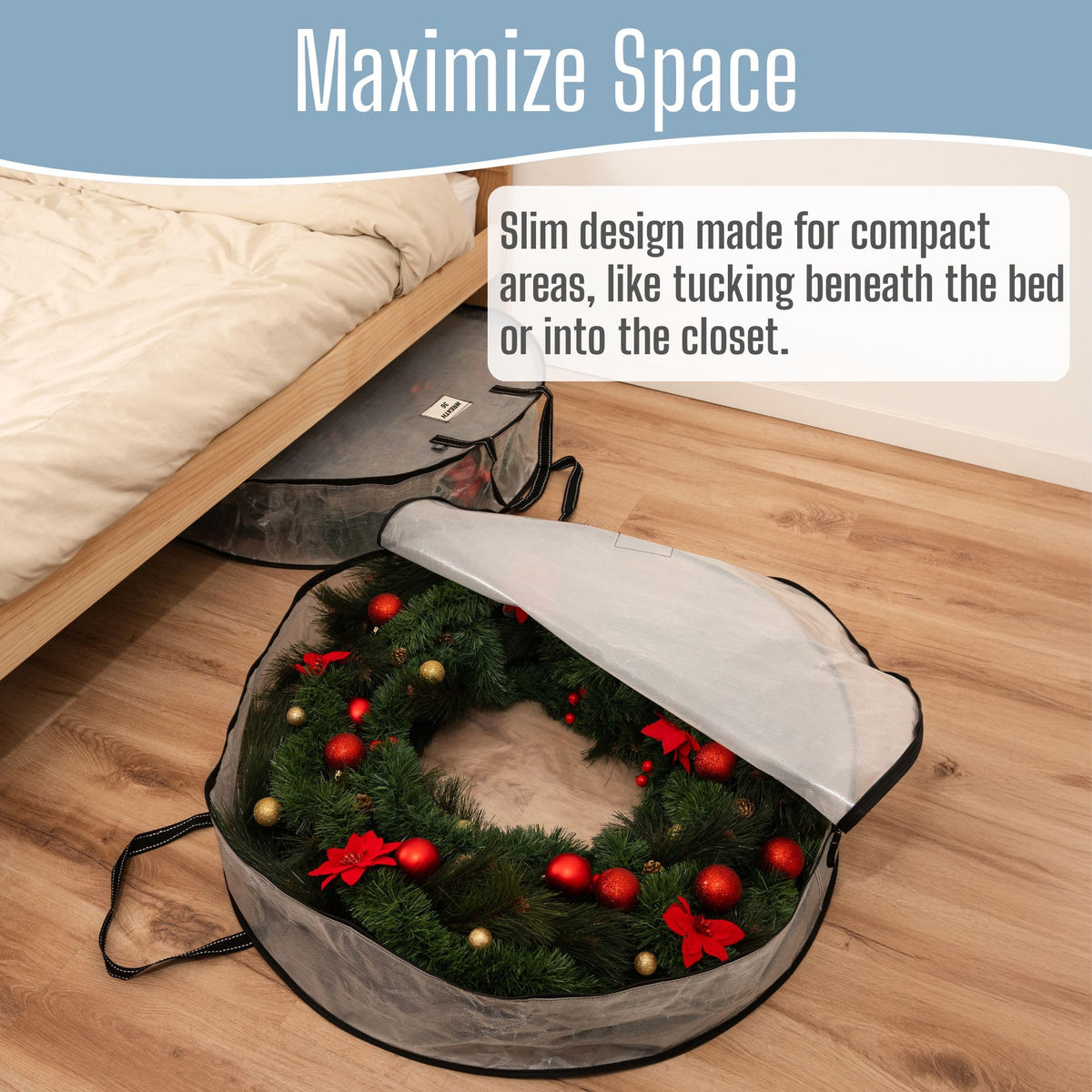 VENO 4-pack wreath bags suit storing lights, ornaments, or skirts