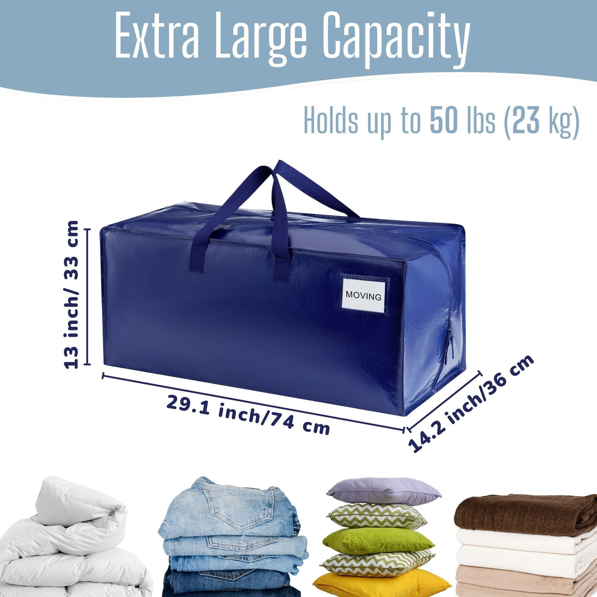 VENO extra-large capacity bags for packing large items and fewer trips.