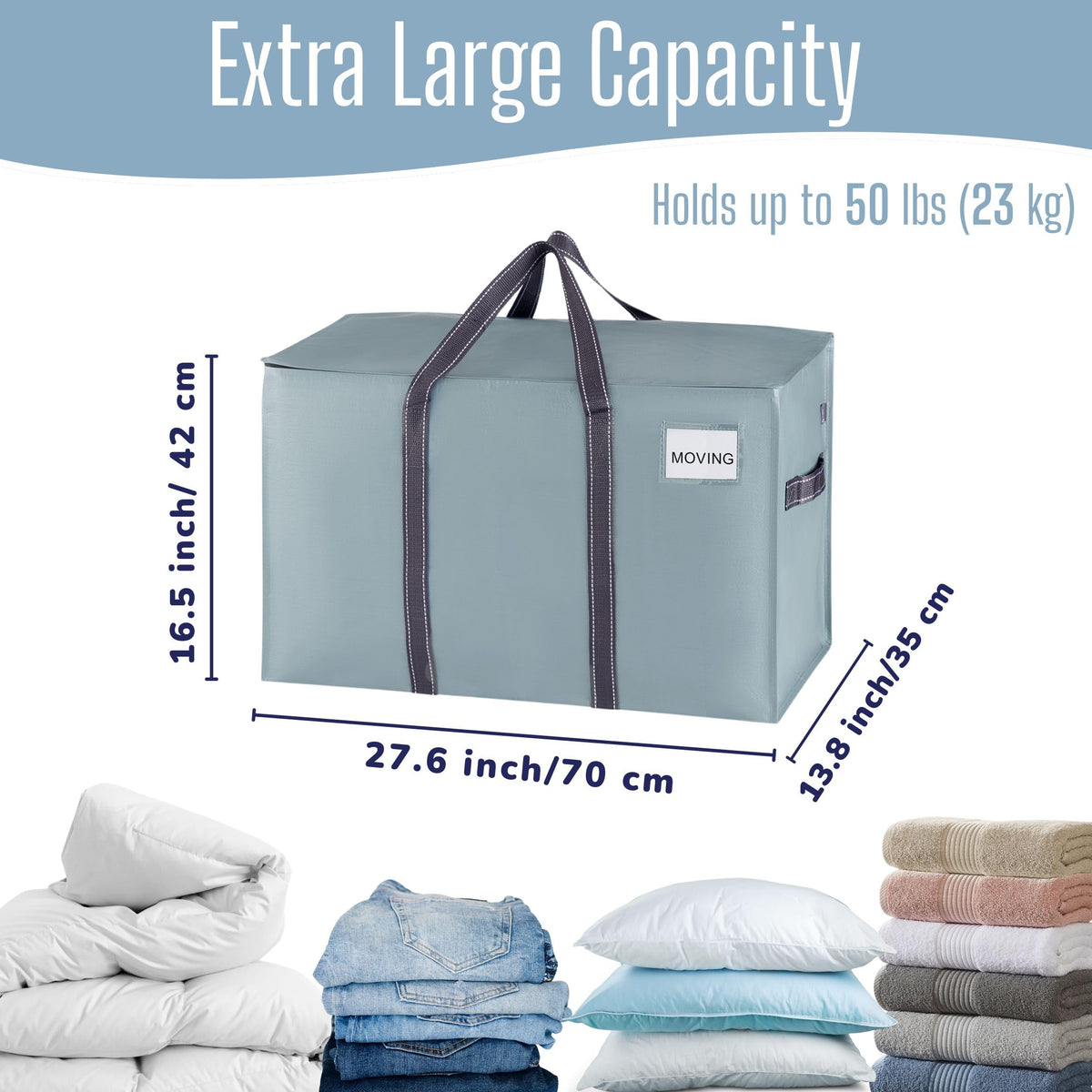 VENO 8-pack heavy-duty moving bags side stack shows space-efficient design for bulky items