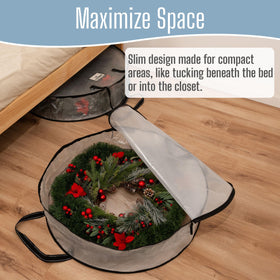 VENO durable wreath storage suitable for closets, basements, or storage areas.