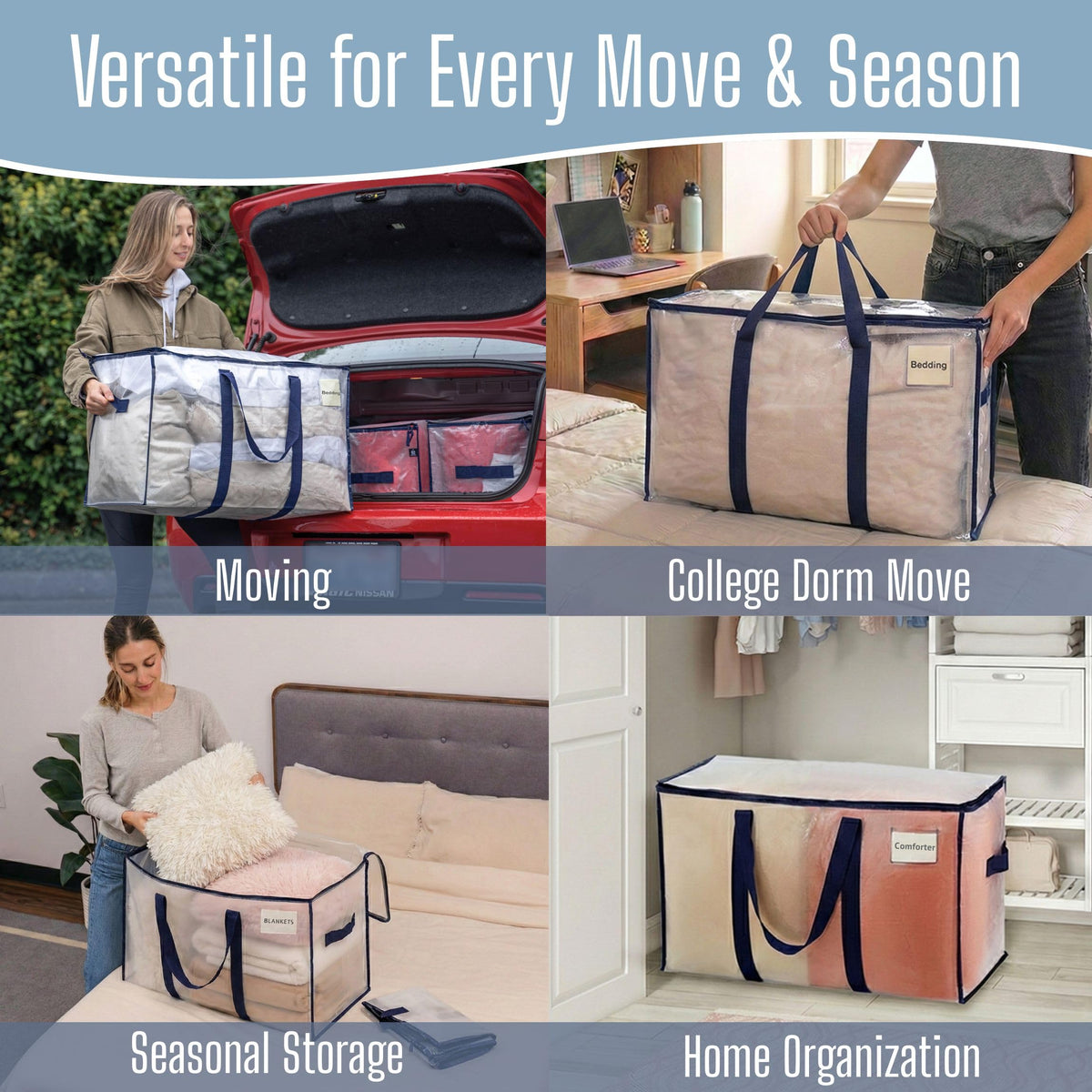 VENO bags in a dorm room setup for organized storage.