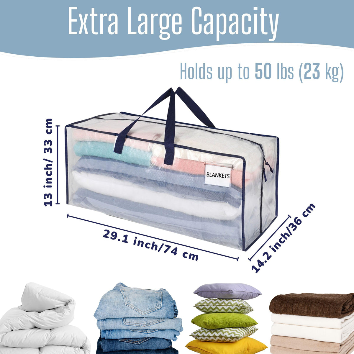 VENO extra-large capacity packing bags ideal for packing clothes and bedding.