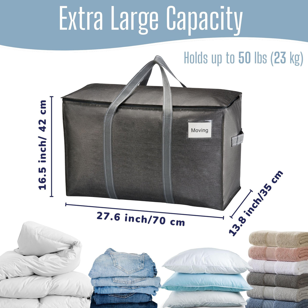 VENO foldable, reusable storage bags save space when not in use.