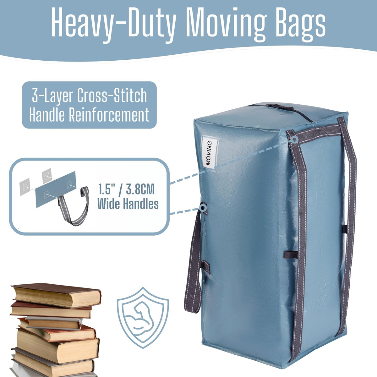VENO heavy-duty moving bags with backpack straps, enabling hands-free stairs and dorm moves.