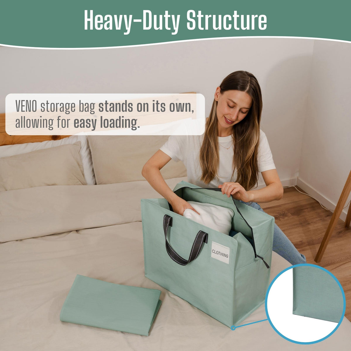 VENO heavy-duty moving bags folded flat design for easy storage after use