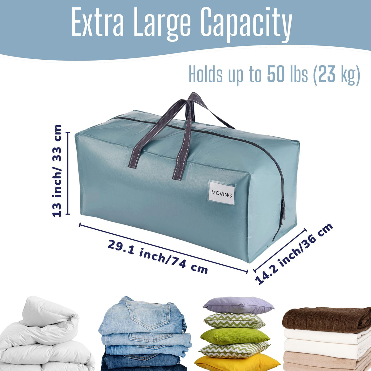 VENO bags with reinforced handles built for repeated moving and storage use.