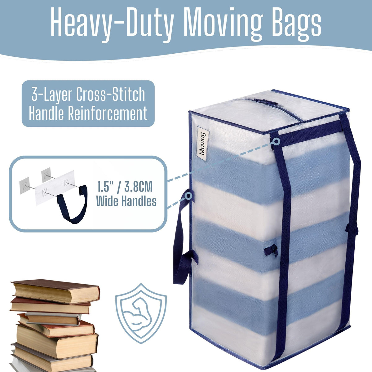 VENO reinforced handles and zippers designed for repeated use during moving.