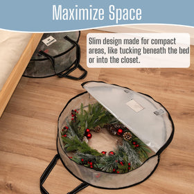 VENO translucent wreath storage keeps wreaths visible for quick checks
