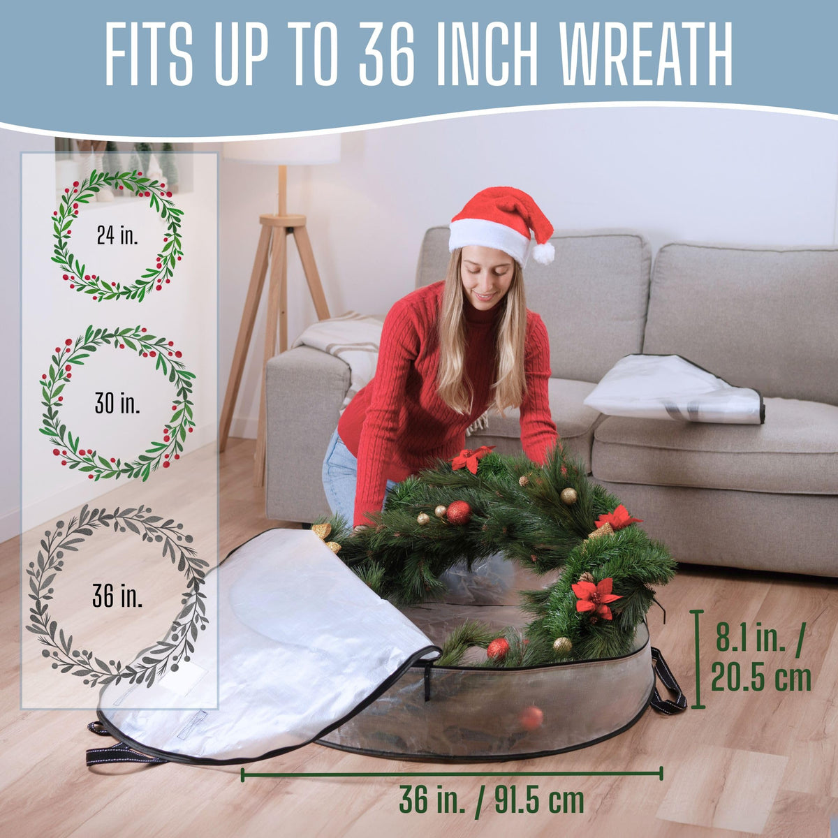 VENO wreath storage bag shows dust-proof material protecting decor