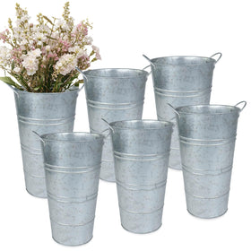 Vensovo 12-inch galvanized vase with handles for lush wedding centerpieces