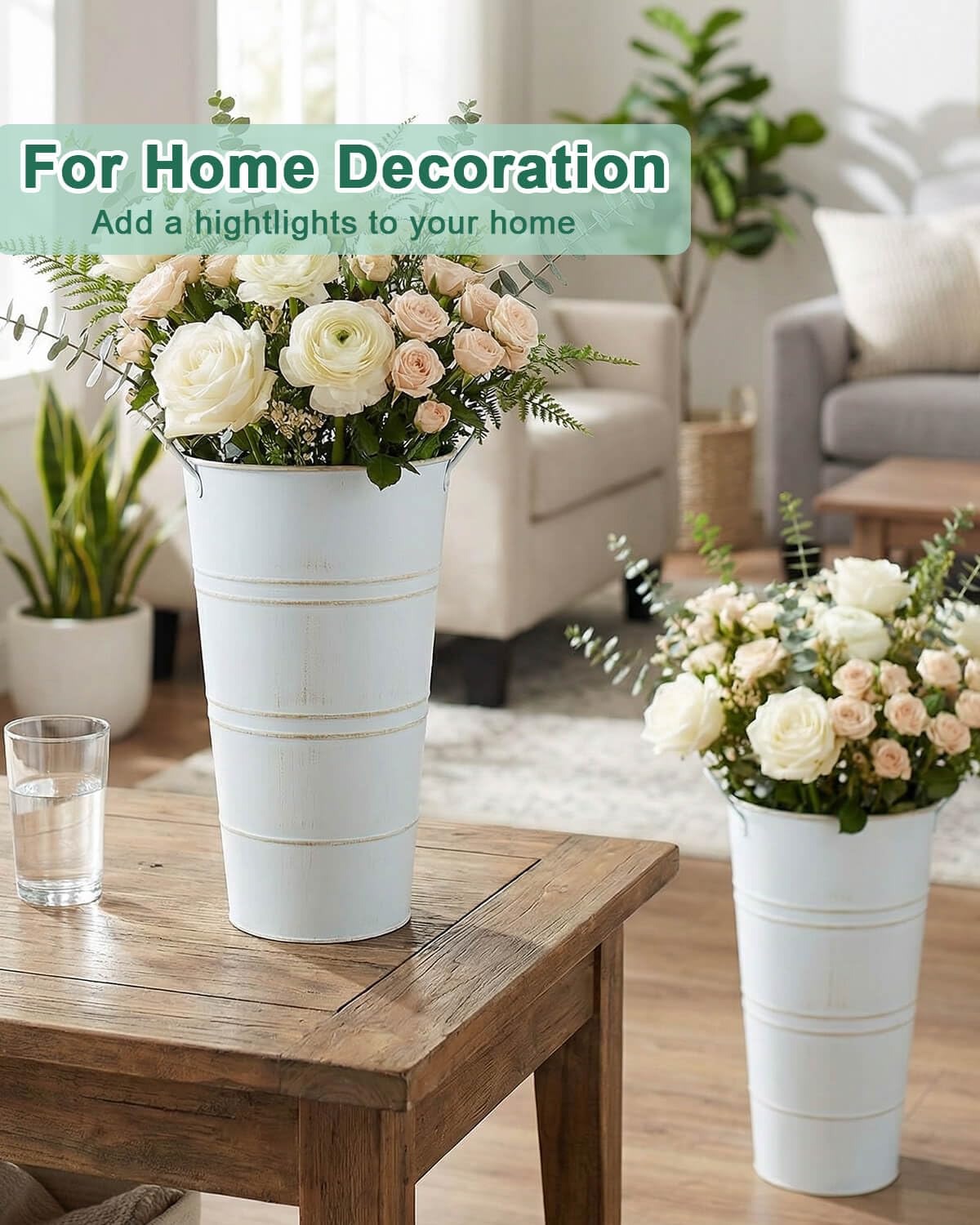 Vensovo farmhouse dining table vase white for rustic living spaces.