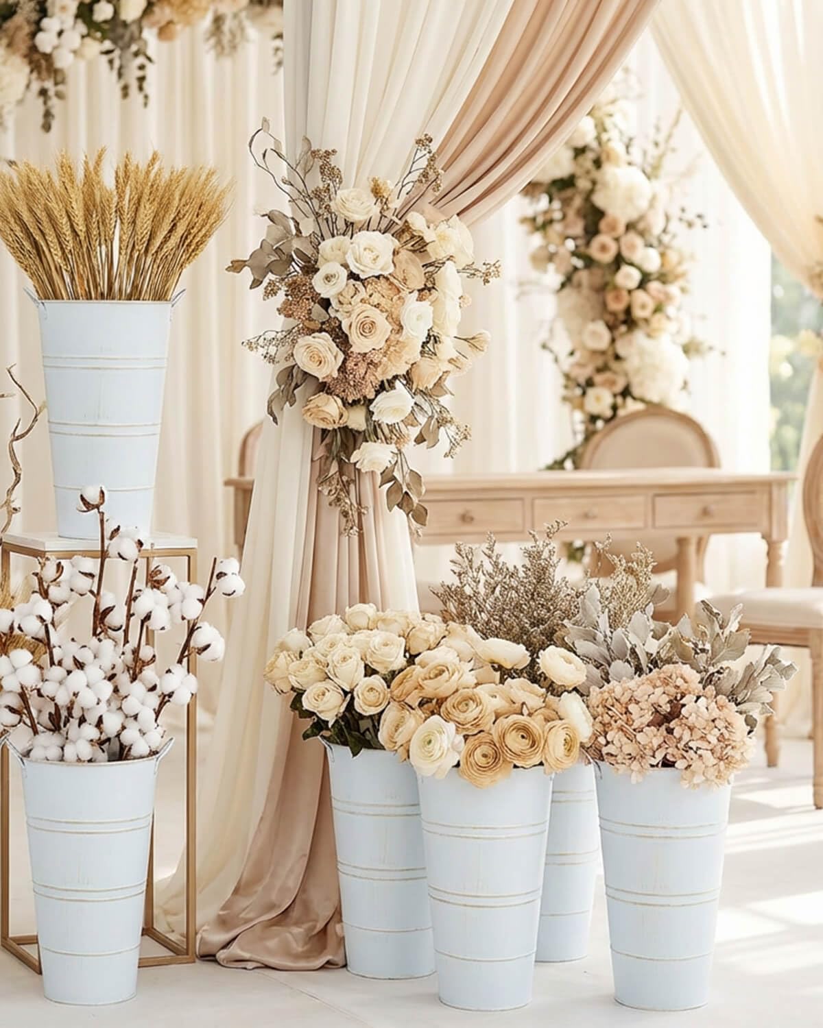 Vensovo rustic charm white vase set6 for cohesive wedding decor.