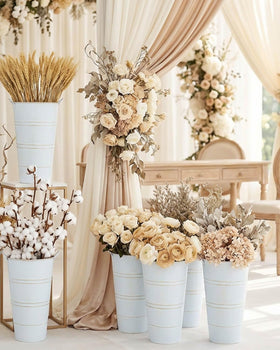 Vensovo rustic charm white vase set6 for cohesive wedding decor.