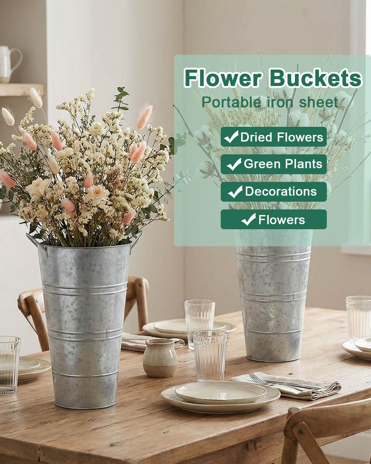 Vensovo set of 6 galvanized vases for cohesive events