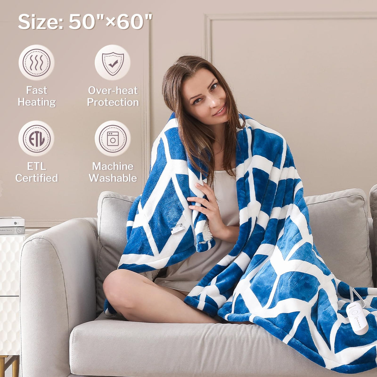 Ventimi blanket Navy premium flannel and Sherpa feel.