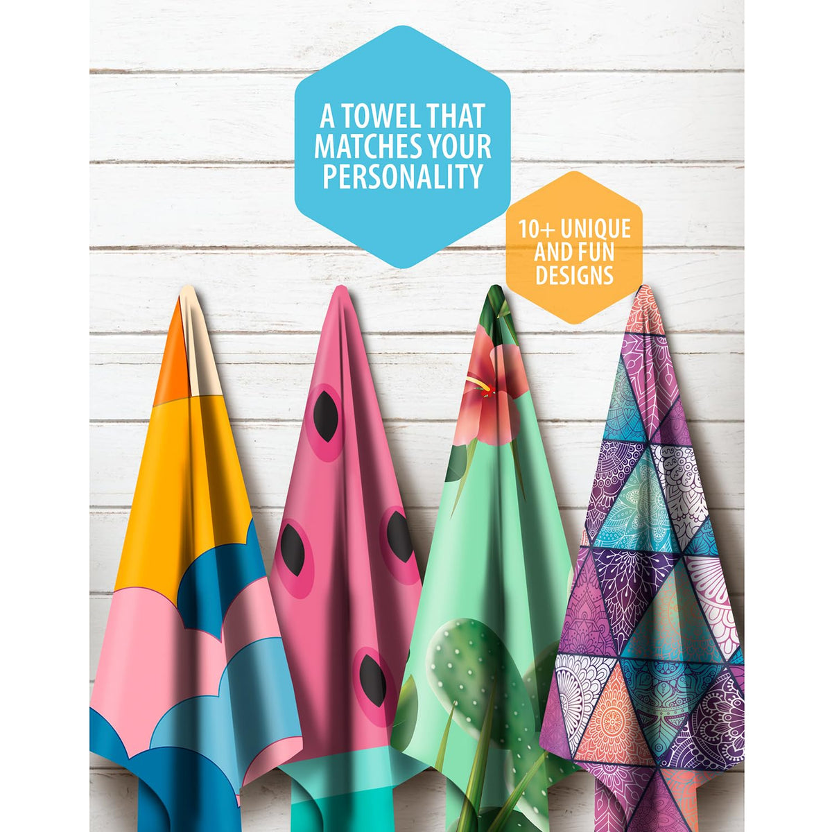 VENTURE 4TH 35x78-inch towel offers generous coverage for beach days.