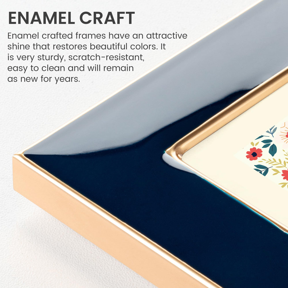 Venusmiles navy blue enamel frame adds modern color and durable finish for memories