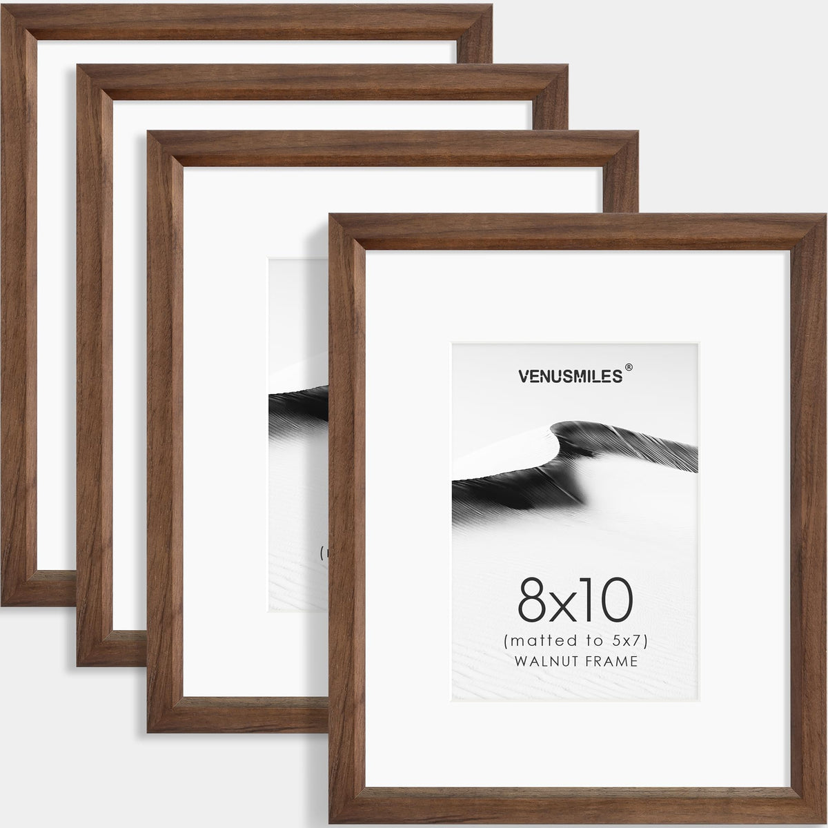 Venusmiles 8x10 walnut frame front view with HD plexiglass for durable display