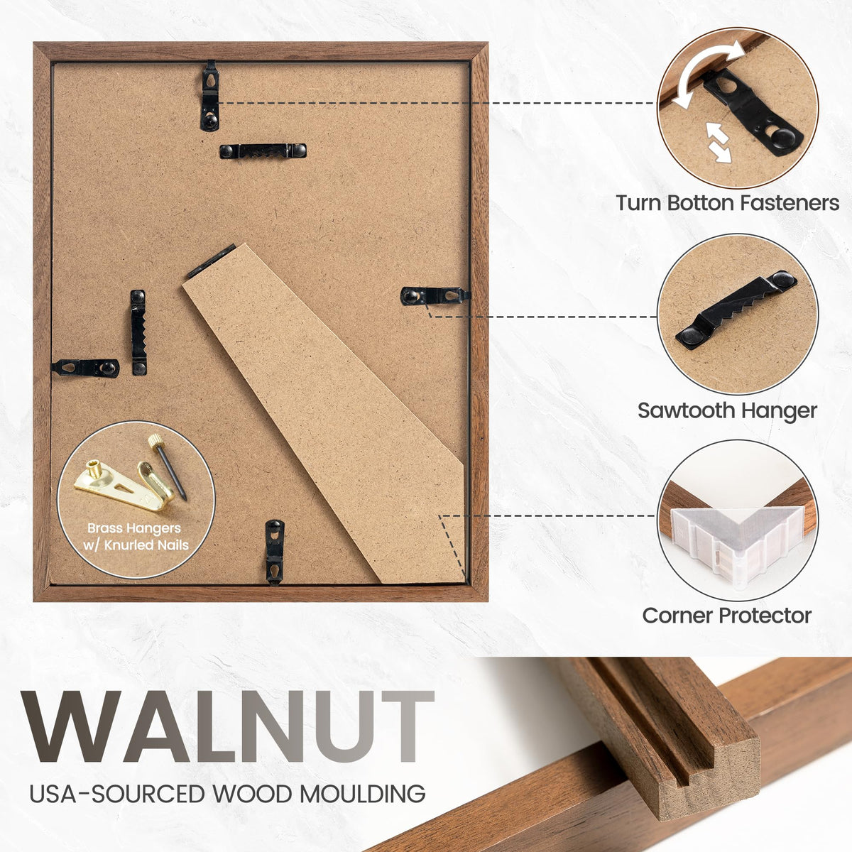 Venusmiles natural walnut grain closeup for premium décor touch.