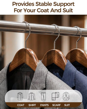 Verahaus six-pack set of premium wooden hangers for organized wardrobes.