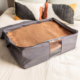 VeraMia California King storage bag demonstrates oversized capacity for bulky bedding.