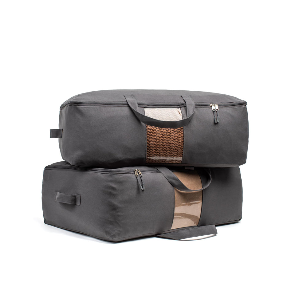 VeraMia soft canvas storage bag with window and four handles enhances visibility and portability.