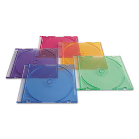 Verbatim slim jewel case in blue close-up protects discs during travel.