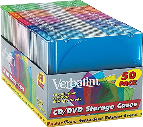 Verbatim slim jewel case color assortment for easy color-coding and organization.