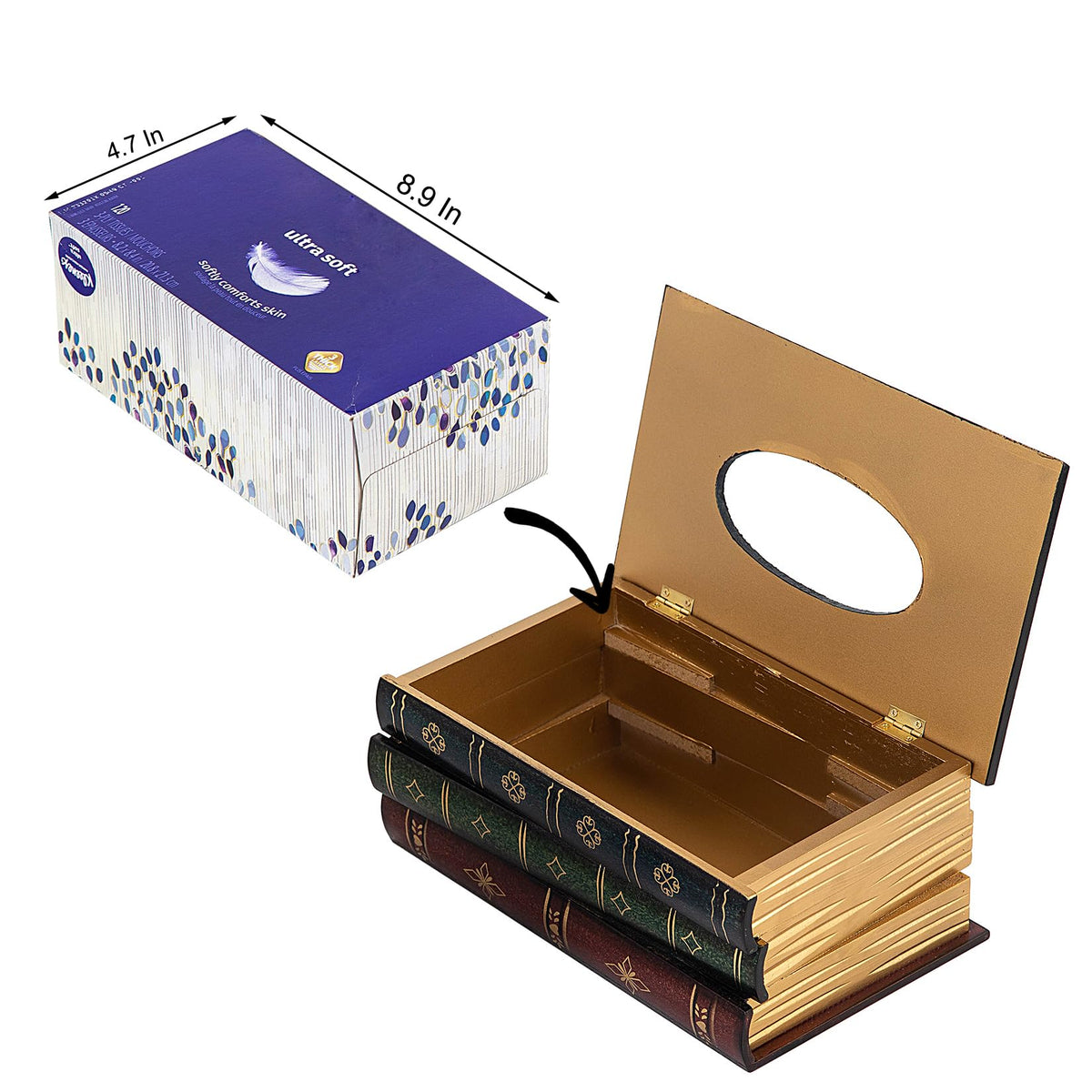 VERGOODR antique-book tissue holder blends decor with practicality for desks and tables