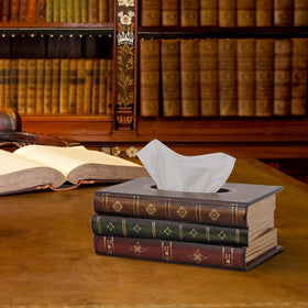 VERGOODR stacked-book look tissue box fits standard boxes while adding artistic charm.