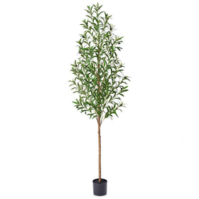 VeriNatural 6FT artificial olive tree trunk close-up with real wood for authentic decor in living rooms.