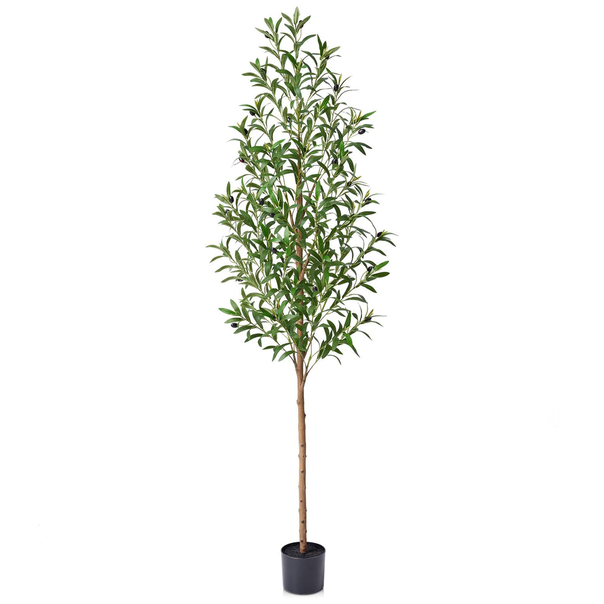 VeriNatural 6FT artificial olive tree trunk close-up with real wood for authentic decor in living rooms.