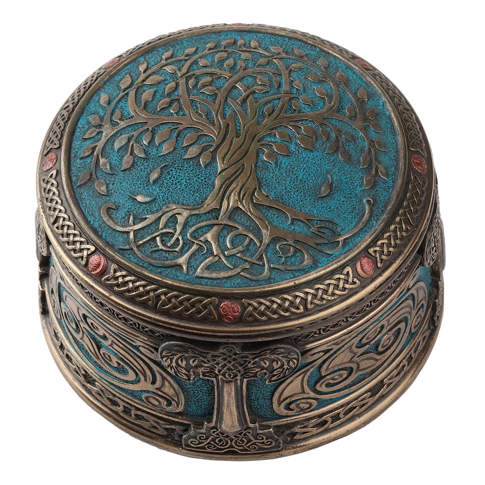 Veronese Design front view of the Tree of Life trinket box for jewelry storage.