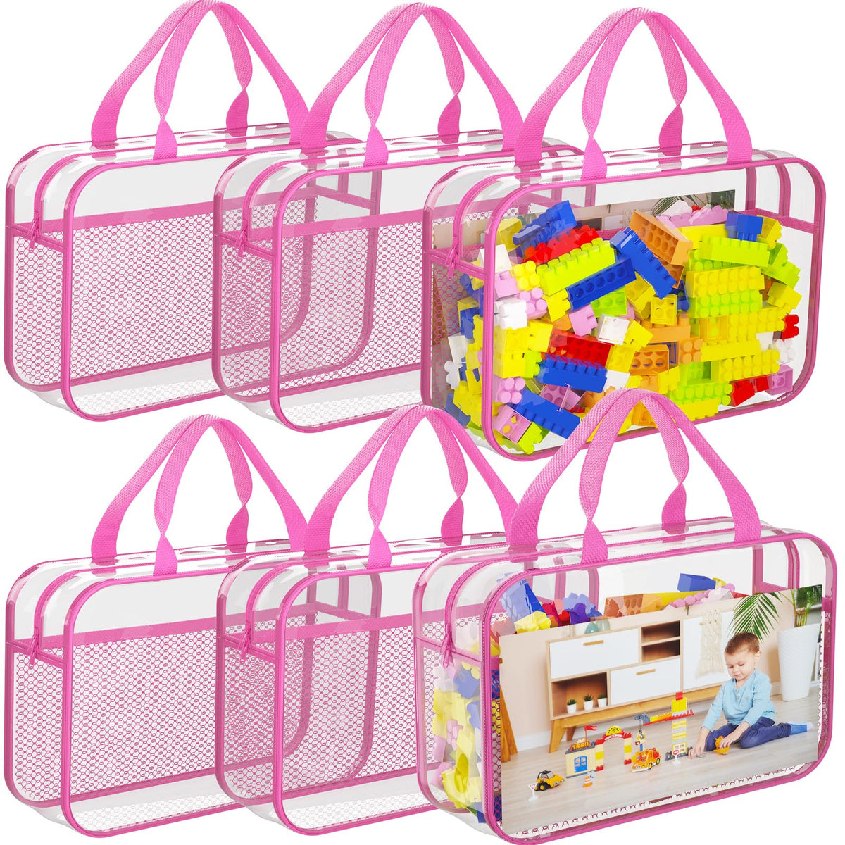 VERONLY six-pack toy storage bags front view for tidy playroom organization