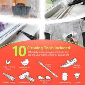 VeRosky steam cleaner shows 380 ml tank for longer sessions
