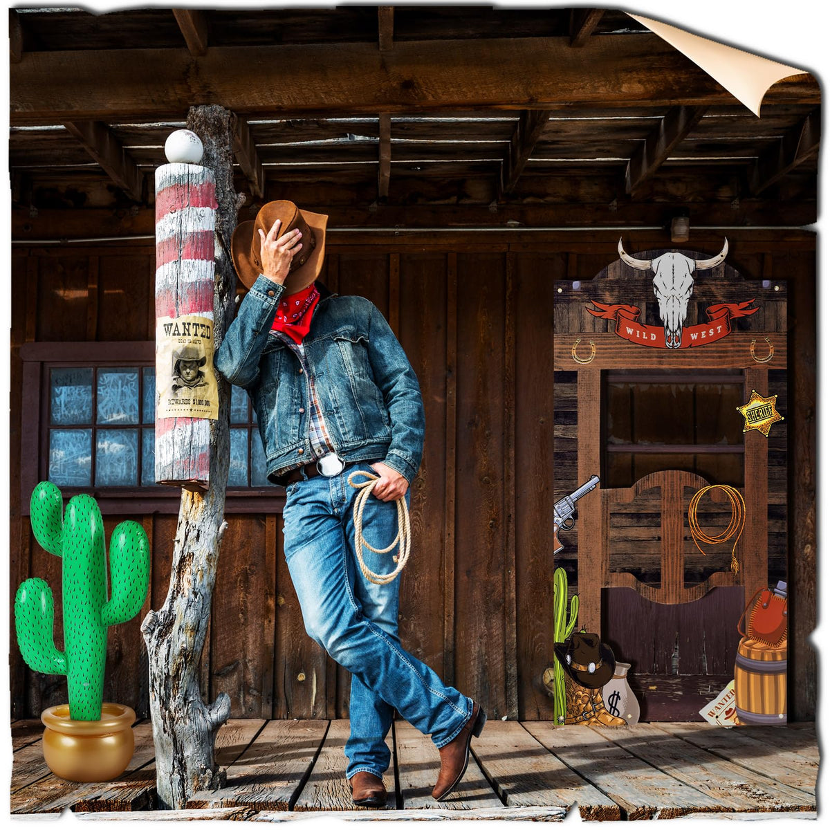 Vertintong inflatable cactus stands tall for bold western decor accents.