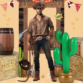 Vertintong wooden wagon wheel serves as a rustic prop and backdrop accent.